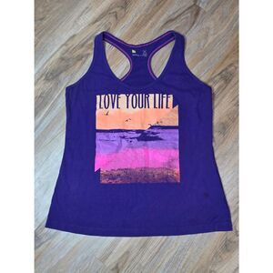 🔺️Purple & Neon Graphic Racerback Active Sleeveless Top Large